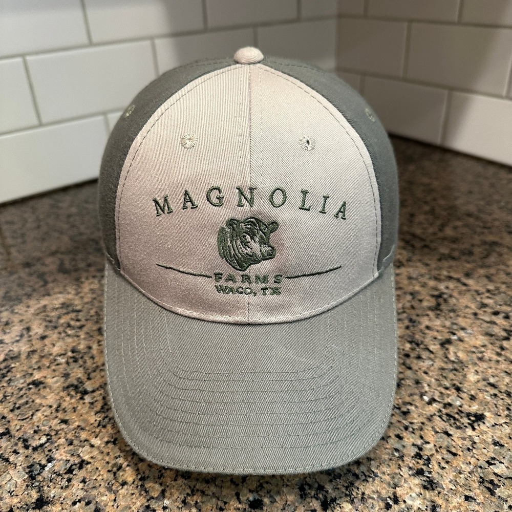 Magnolia Farms Waco TX Cobra Hat ECO-6 Adjustable Baseball Cap Green Tan